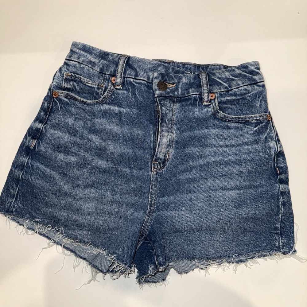 American Eagle Shorts Women's Size 2 Blue Denim Mid Rise Raw Hem Festival Cutoff
